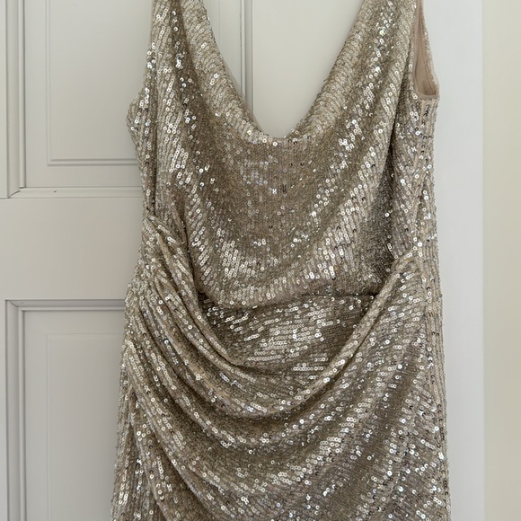 TFNC sequin embellished cowl midaxi high low wrap dress - Picture 3 of 6